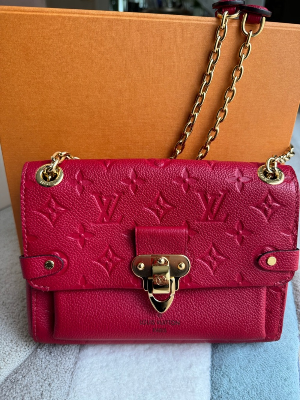 Louis Vuitton Vavin BB Monogram Double chain Crossbody Shoulder bag Red M44550